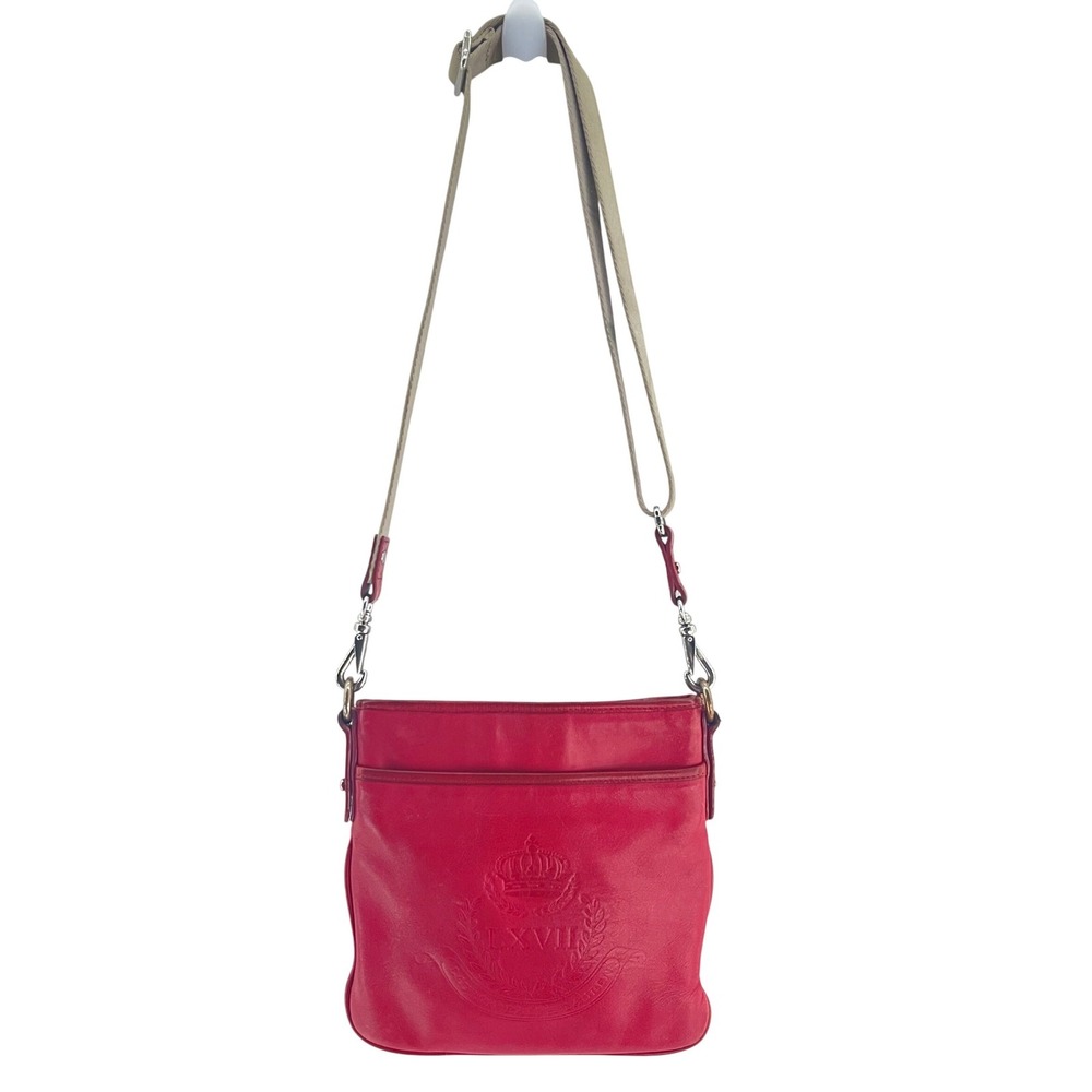 Ralph Lauren Leather Crossbody Red Crest‎ Logo LXVII Heritage Equestrian Purse - Picture 2 of 14
